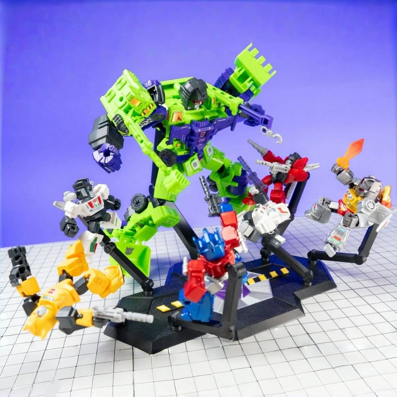 Blokees Devastator Transformers Defender Versie Devastator Combinatiesets Gepantserde Robot Speelgoed Boor Accessoires beugel