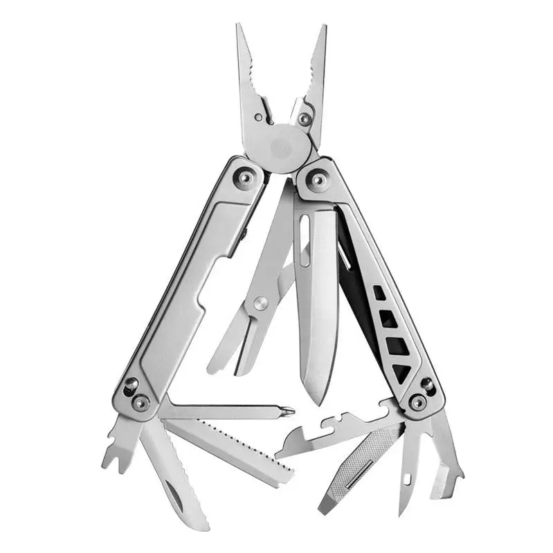 GHK16 18 in 1 Functions Multi-Purposed Plier Outdoor Camping Lockable Foldable Pliers with Folding Spring Dolphin Mouth Scissors