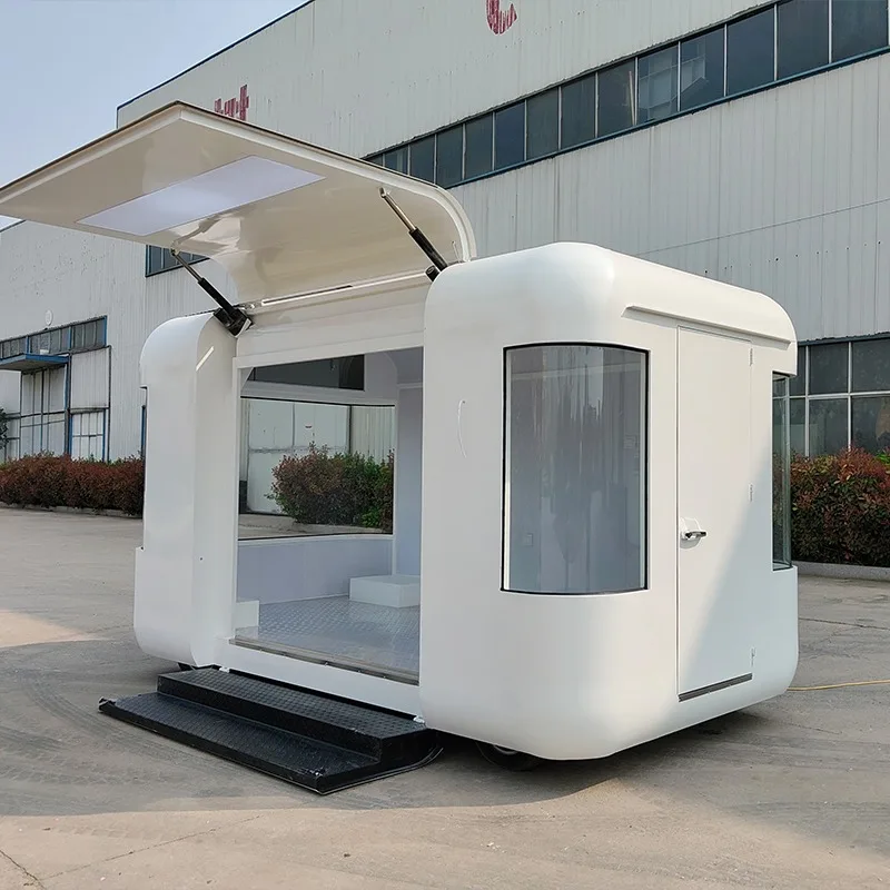 Custom Street Food Truck With LED Lighting, Mobile Ice Cream & Coffee Vending Cart
