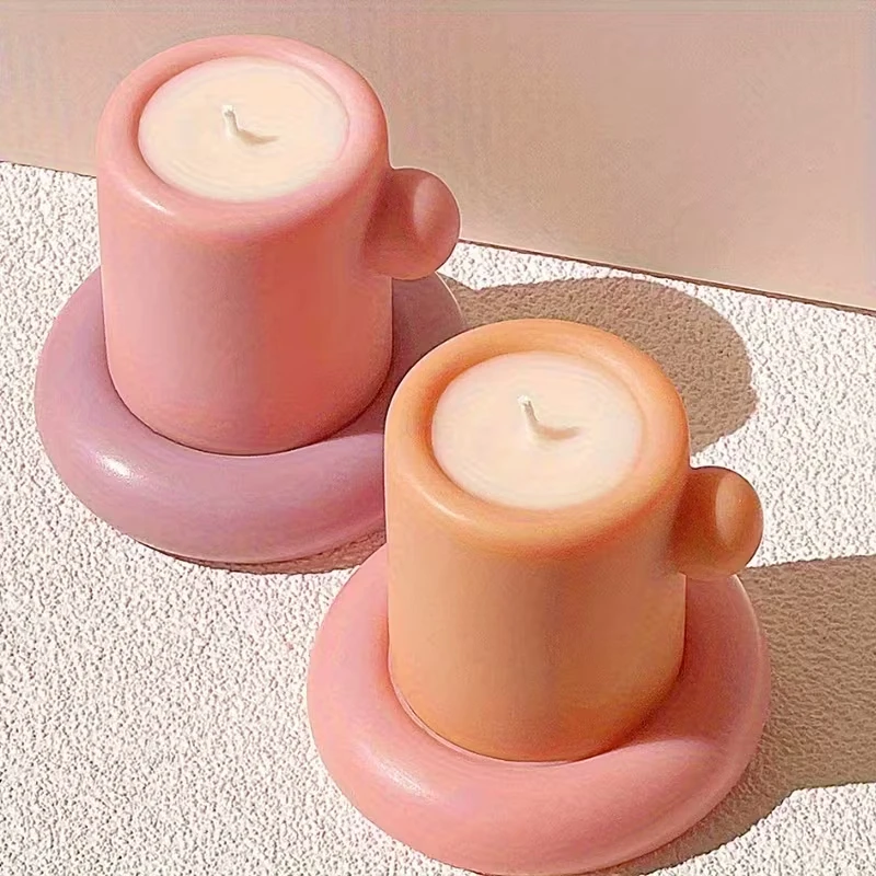 

Милая силиконовая форма для кружки для свечей, многоразовый набор «сделай сам» в корейском стиле для свечей из соевого воска, очаровательный домашний декор и практичная идея для подарка