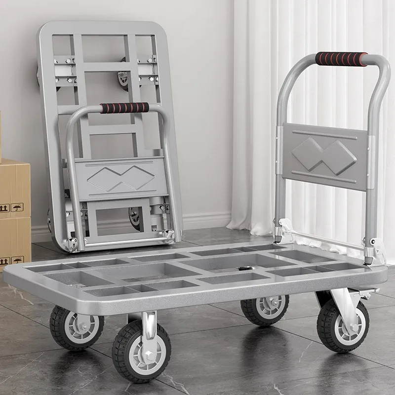 

Грузовик со стальной пластиной Автомобиль с плоской пластиной Бытовая тележка Утолщенный грузовик Складная тележка Тяговые товары Большая портативная тележка