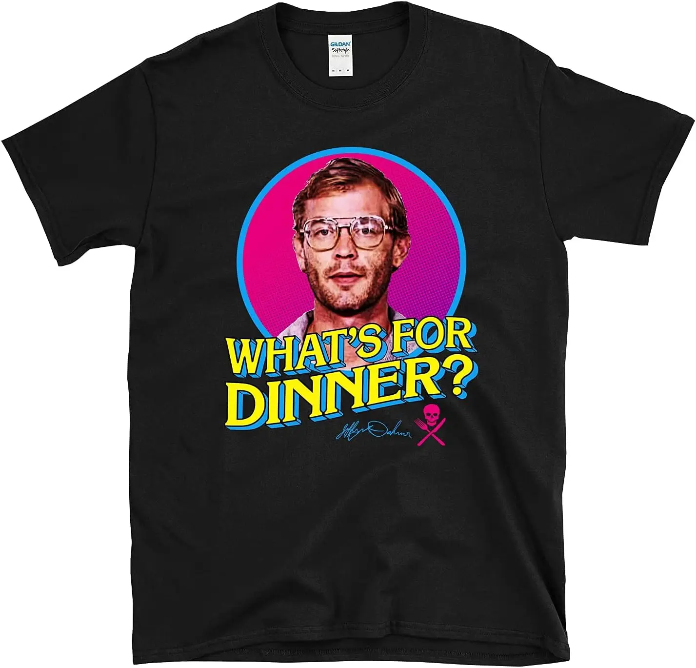 Jeffrey Dahmer What\'s for Dinner Serial Killer Mugshot True Crime - T-Shirt (Medium, Black)