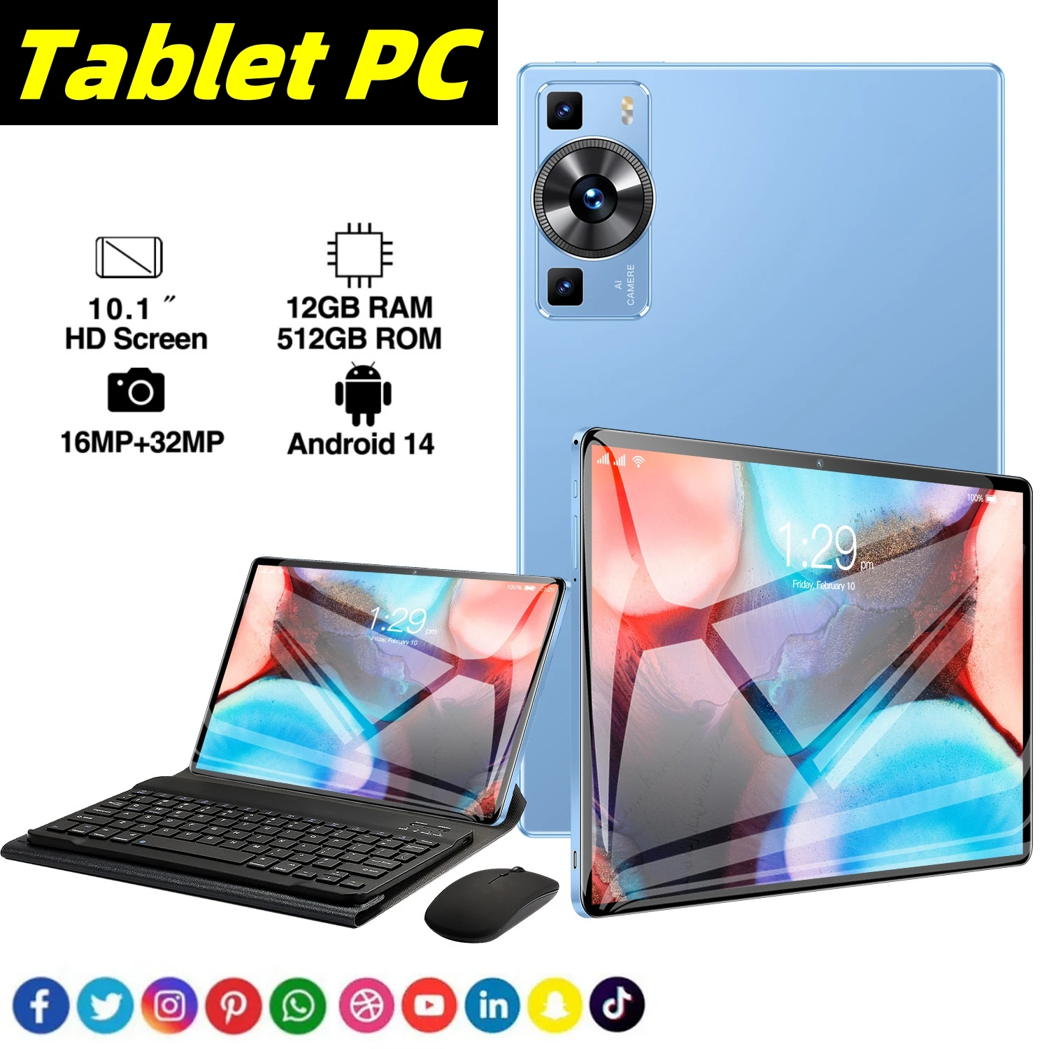 

2024 New Global Version P60 Pro Tablet Android 14 16GB+1028GB Snapdrago 888 5G Dual SIM Card Bluetooth WIFI HD 4K Tablet PC