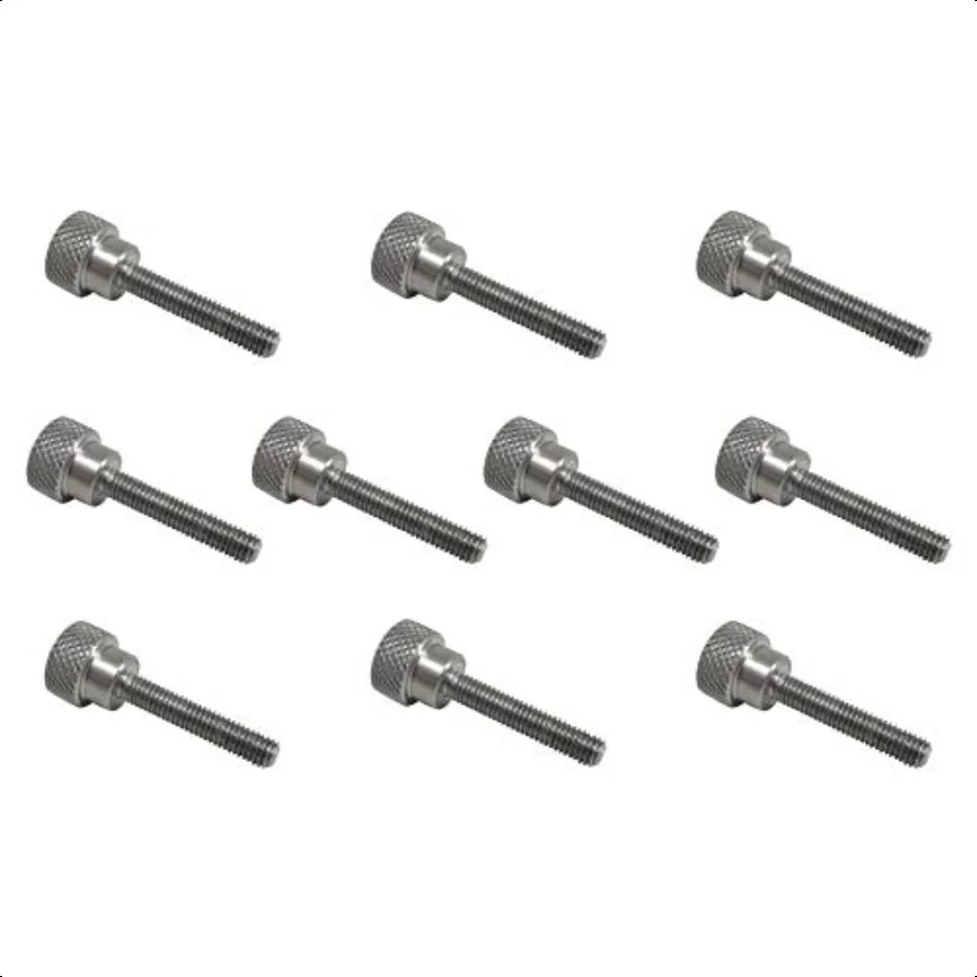 10 Pack 1032 x 1 Inch Threads 303 Stainl Steel Diamond Knurled Thumb Screws Knobs with Straight Shoulders RightHand Threads SAE