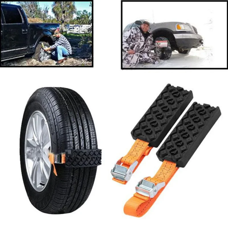 1/2/4PCS Durable PU Winter Car Tire Snow Anti-Skid Chains Car Tire Traction Blocks Emergency Snow Mud Sand Tire Chain Straps