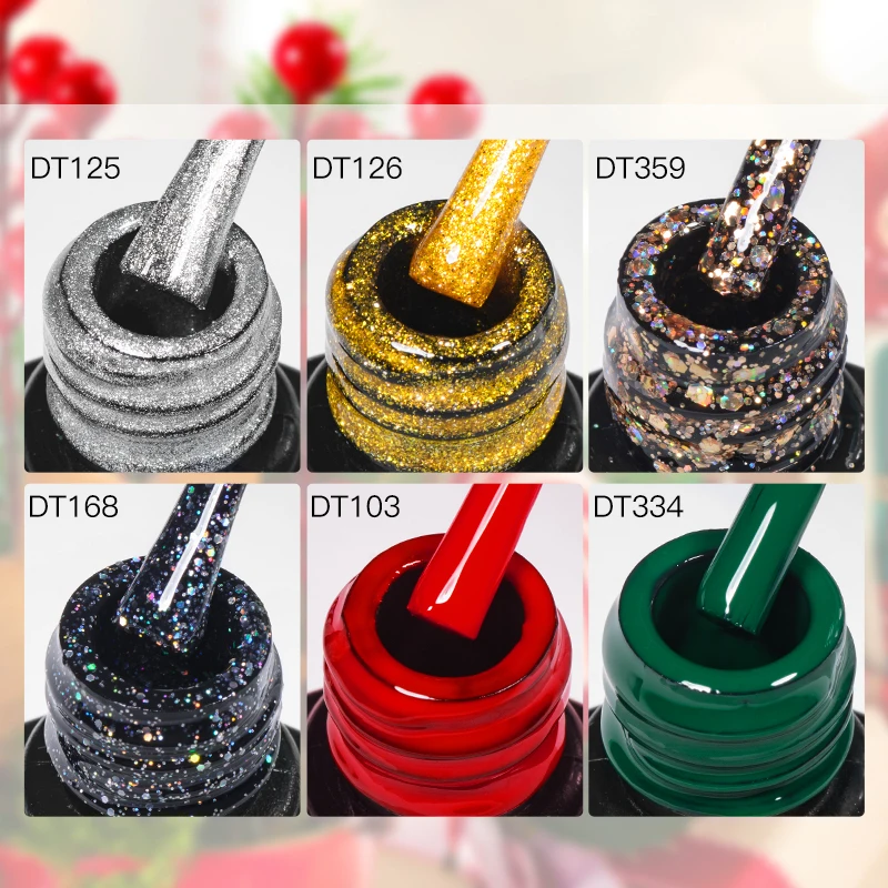 MEET ACROSS 7ml Christmas Color Serises Gel Nail Polish Red Green Semi Permanent UV Gel Varnish Base Top Coat Nail Art Manicure