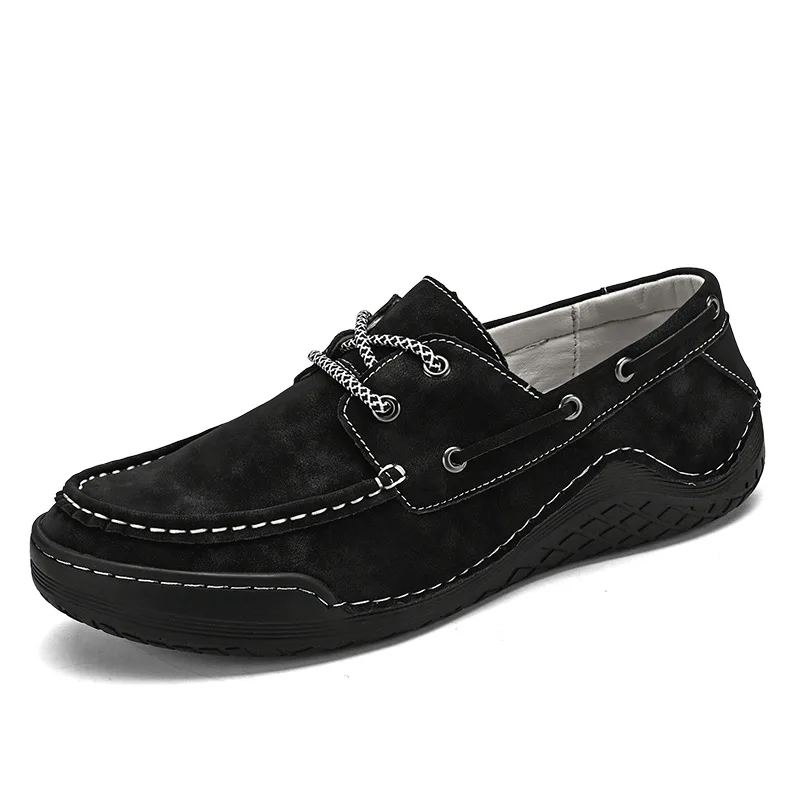 

Non-Slip Man Boat Flats Suede Leather Men Casual Shoes Fashion 2025 Mens Business Dress Shoes Breathable Slip on Driving Shoes