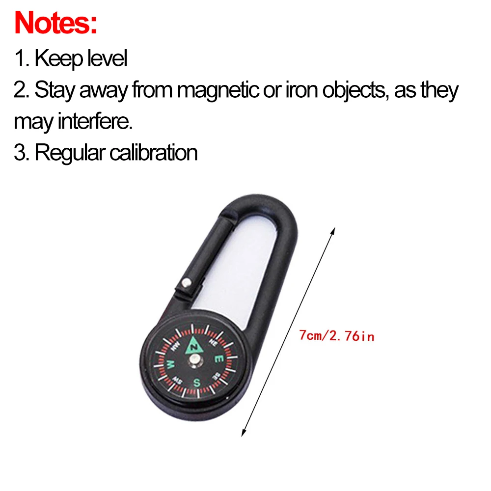 Outdoor Compass Carabiner Mini Camping Keychain Mountaineering Hiking Backpack Buckle with Compass Survival Children Gifts view 3