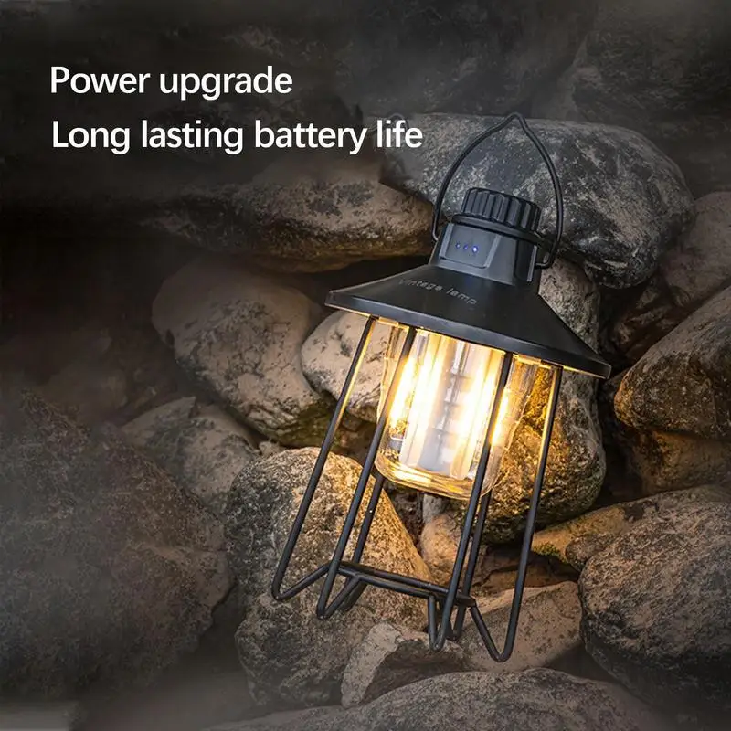 Retro Portable Camping Lantern 2000mAh Camping Lights Waterproof USB Charging Lantern 3 Lighting Modes Tent Light For Hiking