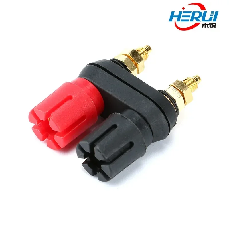 Red and black dual binding posts Connected terminal posts Power amplifier audio terminal Gold-plated banana socket