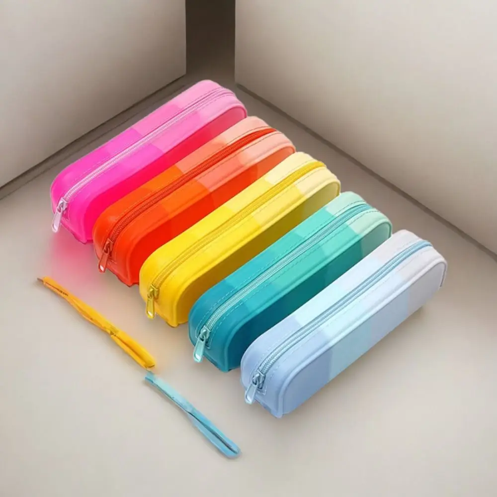 Neue Weiche Silikon Stift Tasche Farbverlauf Große Kapazität Bleistift Fall Lernen Liefert Multifunktionale Stift Lagerung Tasche