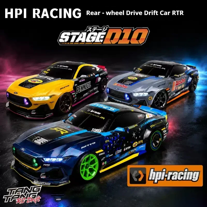New HPI Stage D10 JD/VG/BH Three-colour 1/10 4CH Remote Control High Speed Drift Simulation Mustang Electric Brushless RC Model