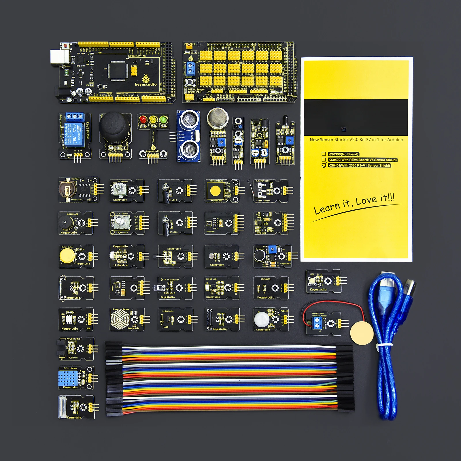 Sensor Learning Kit 37 in 1 Sensor Module Kit V2.0 for MEGA R3