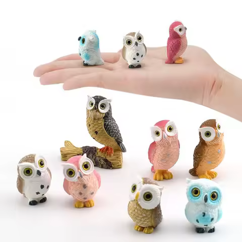 Funny Micro Landscape Simulation Owl Ornaments Resin Crafts Cartoon Owl Miniatures Cute Mini Ornaments Scene Decor