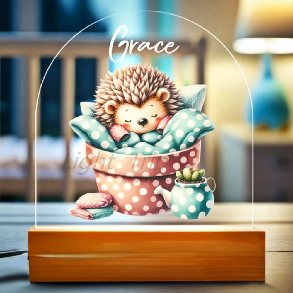 Gepersonaliseerde Safari Baby 'S Nachtlamp Custom Baby Geboorte Dier Lamp Met Warme/Rgb Verlichting Voor Kinderen Slaapkamer Tafel Decor 36 Stijl