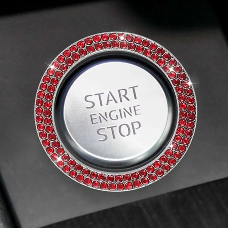 

Red Rhinestone Car Engine Start Button Cover Decorative Trim