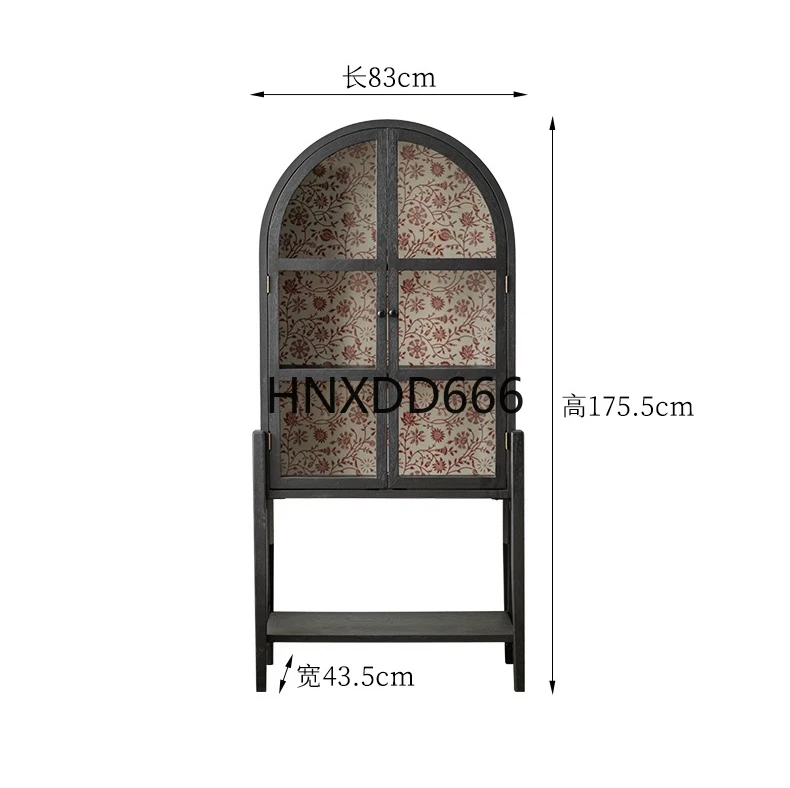 

Black sideboard bookcase solid wood retro glass door