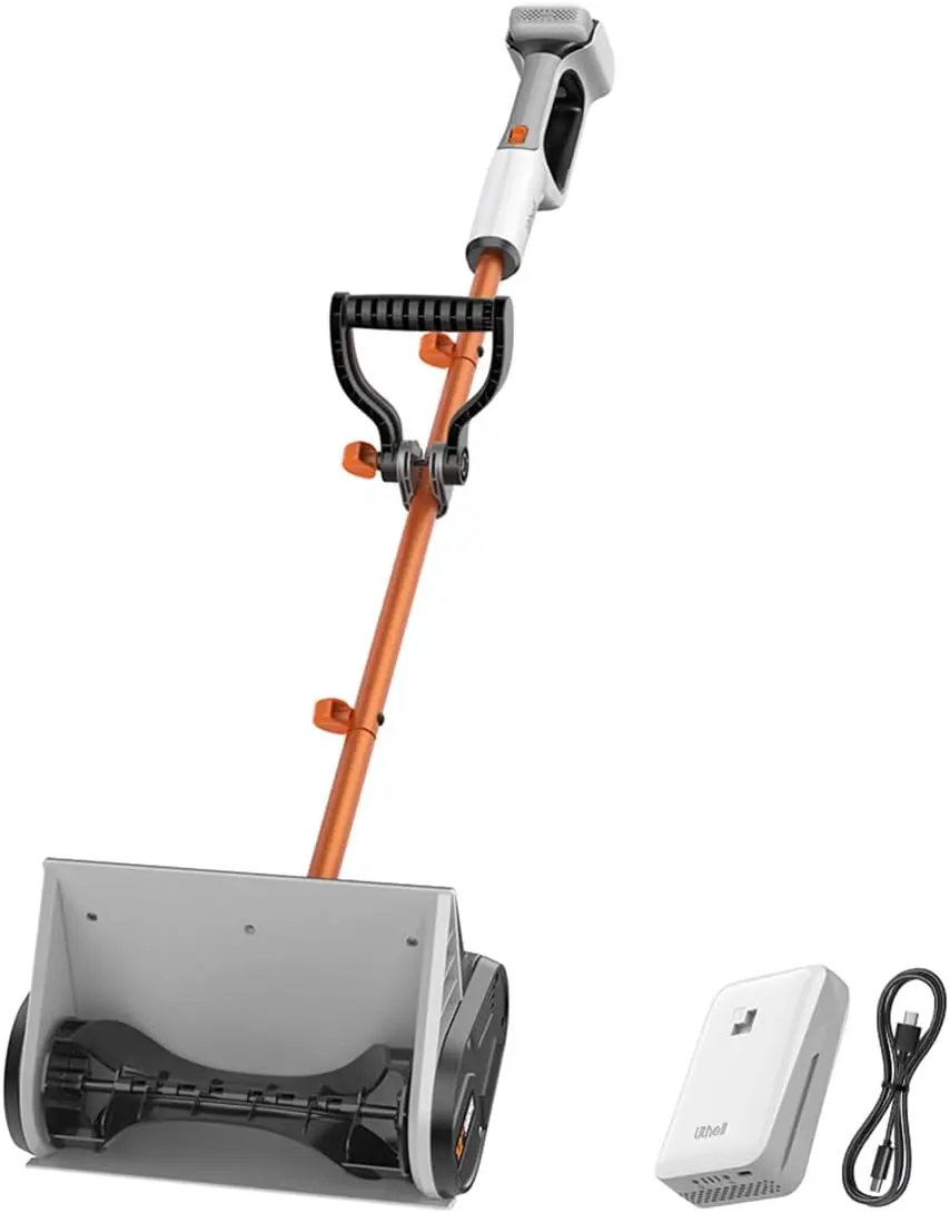 Cordless Electric Snow Shovel, 20V 12-Inch Snow Thrower with Adjustable Auxiliary Handle, Battery Powered Snow Blower