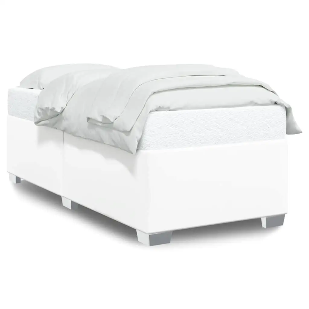 White Twin XL Faux Leather Bed Frame - Stylish & Durable, No Mattress Included