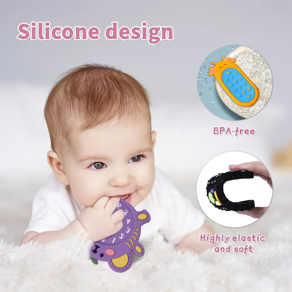 Baby Silicone Teether Toys Remote Control Shape Teether Rodent Gum Pain Relief Teething Toy Kids Sensory Educational