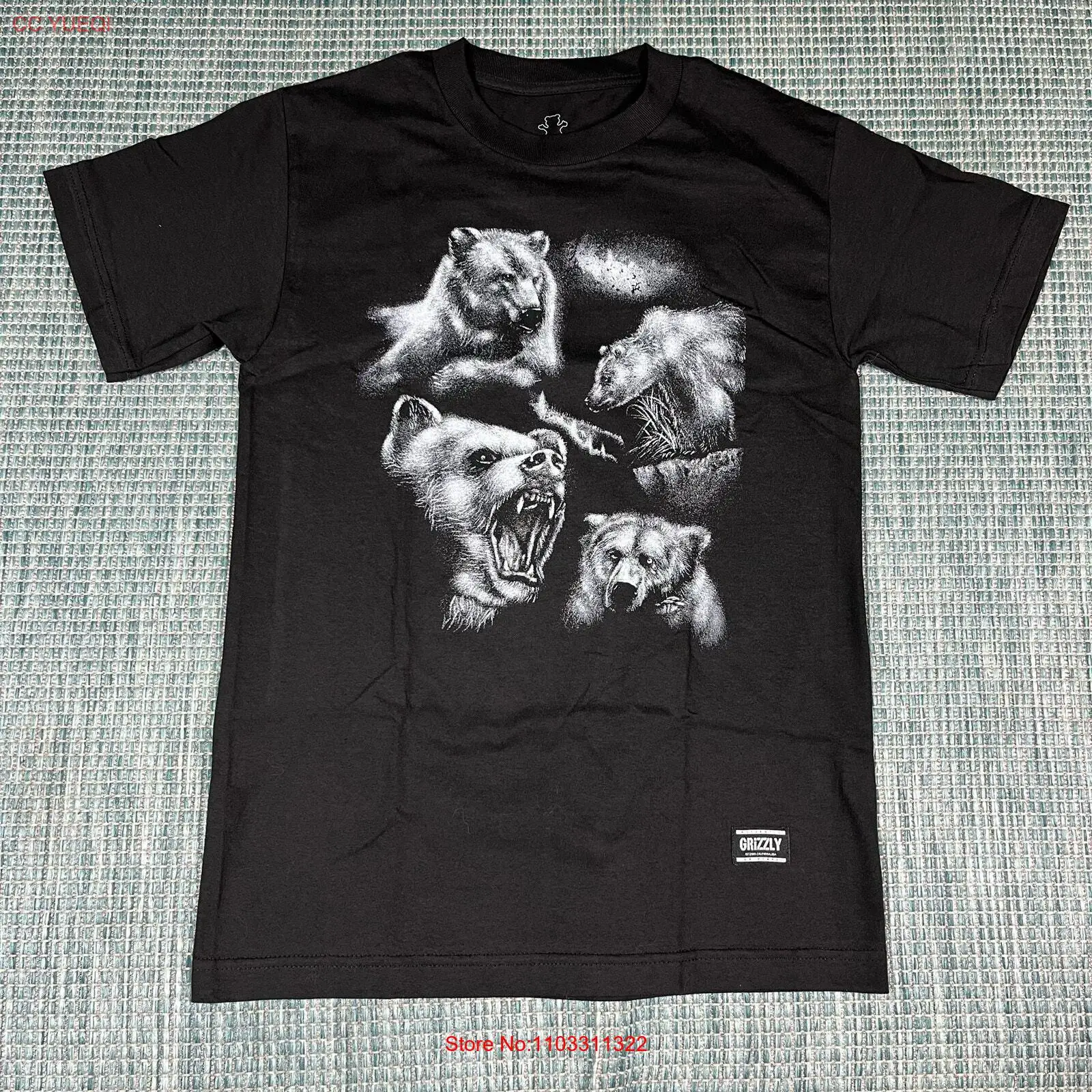 Новинка, Черная Мужская футболка с изображением гризли липкой ленты дикой природы Sz S
