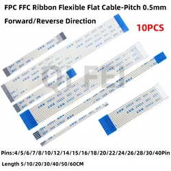 0.5mm FFC FPC Cable AWM20624 80C 60V VW-1 Flat Flexible Cable 4 5 6 7 8 9 10 12 14 16 18 20 24 26 30 32 34 40Pin Forward/Reverse