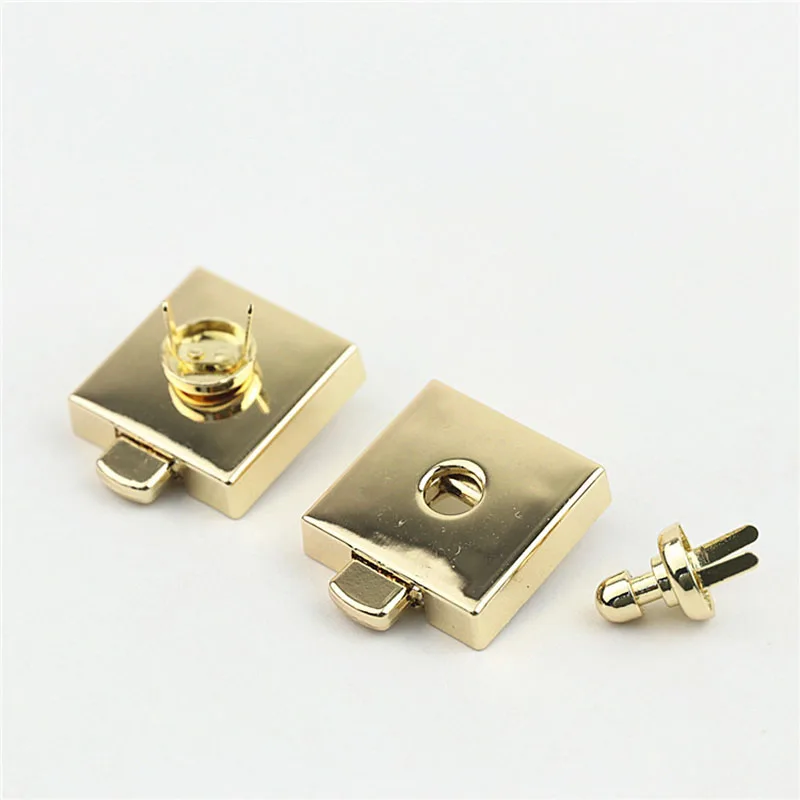 2Pcs 24mm Square Bag Lock Metal Handbag Pushed Lock Snaps Clasp for DIY Replacement Purse Invisible Closure Leather Accessories