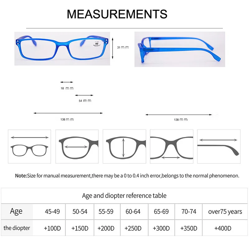 4 عبوات من نظارات القراءة المستطيلة للأعمال للرجال جودة عالية نظارات طويلة النظر متينة 1.00 1.50 2.00 2.50 3.00 3.50