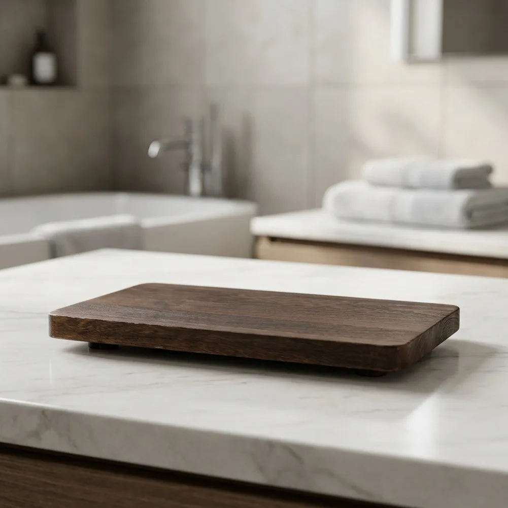 Wood Pedestal Riser Stand for Soap Holder Application with Natural Material Integrity and Indoor Use Suitability