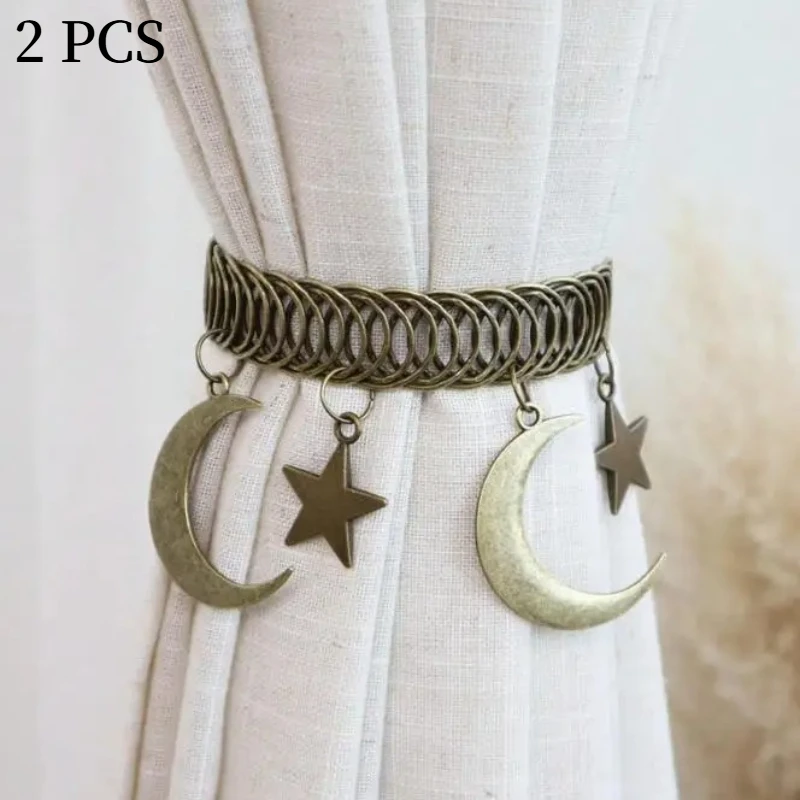 2 pinces à rideaux rétro étoile et lune, adaptées aux aménagements confortables de la maison, cadeaux de pendaison de crémaillère, haut de gamme
