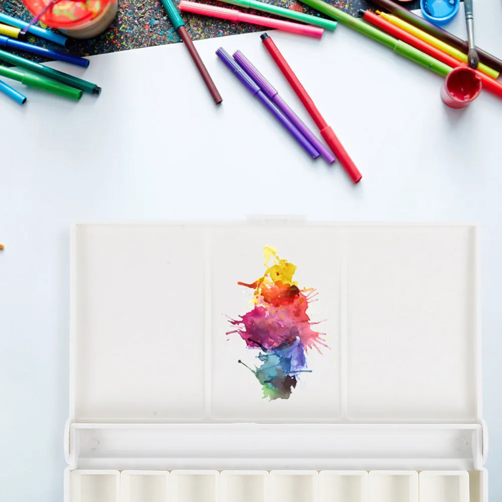 

1Set Watercolor Pigment Storage Box Safe Non-Toxic Plastic Color Mixing Case for Artists Beginners Portable Painting Pigment