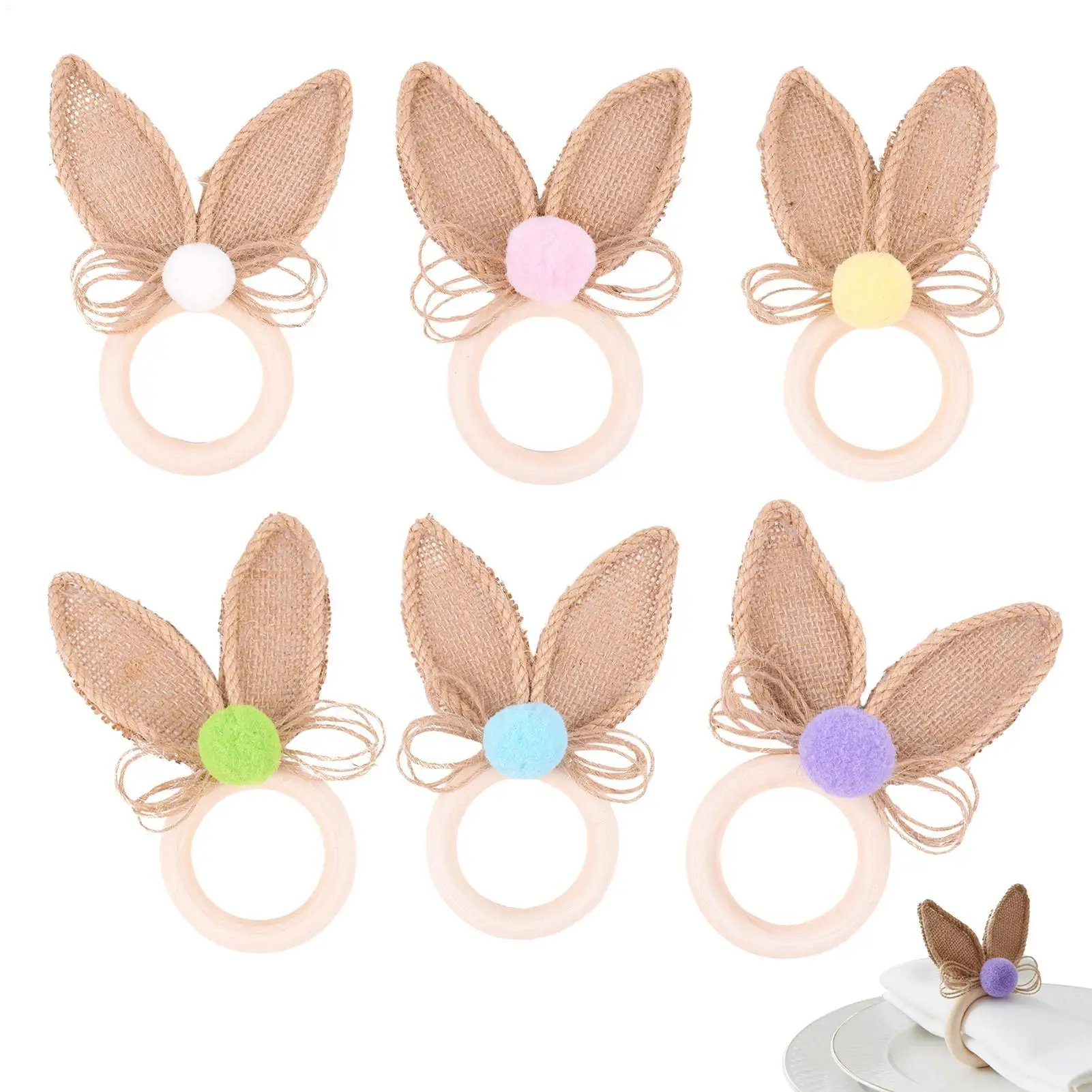 wooden napkin easter bunny ears napkin rings