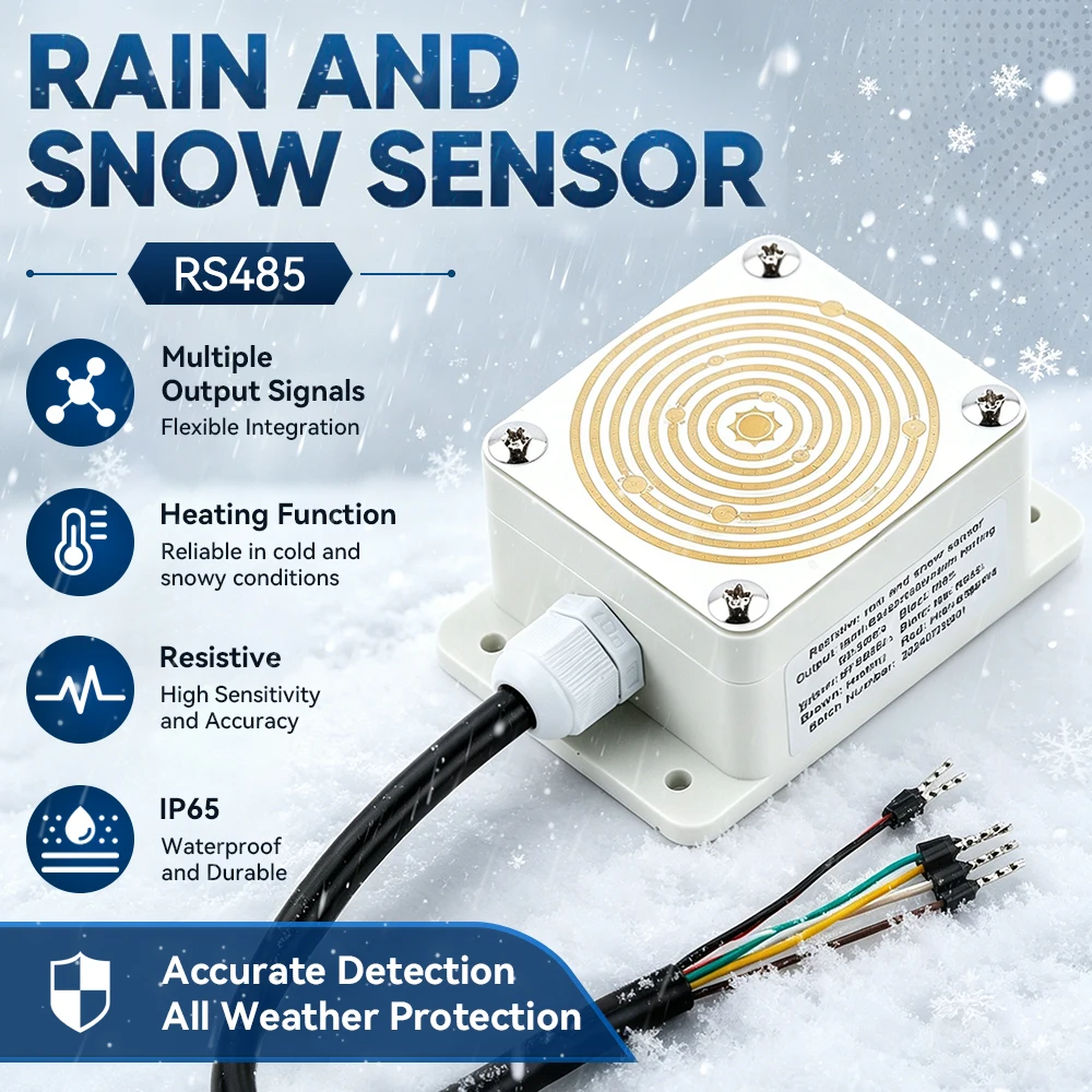 Rain and Snow Sensor IP65 Output RS485 0-2V 0-5V 0-10V 4-20mA Weather Induction Detection Heating Anti-icing Transmitter
