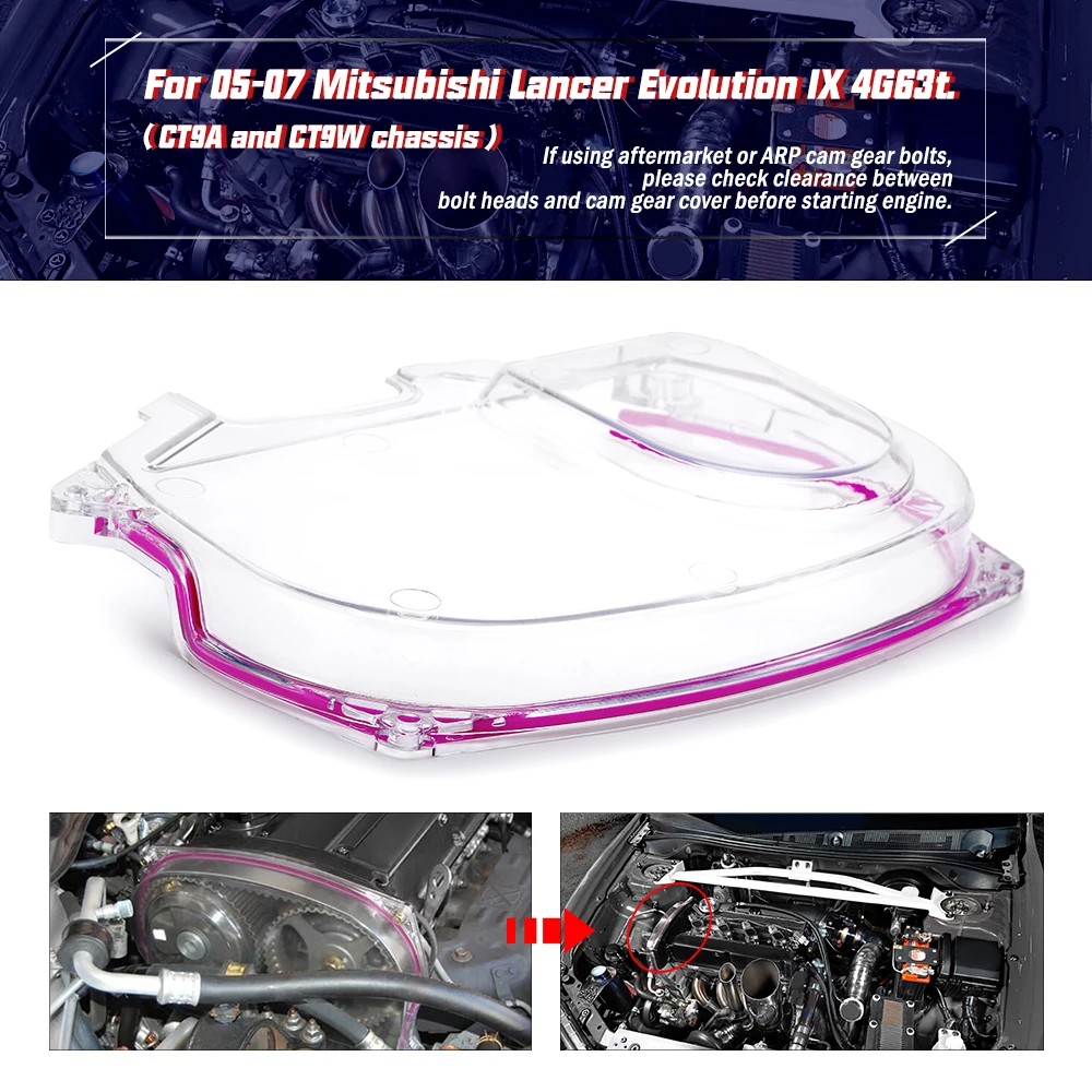 VR - Clear Cam Gear Timing Belt Cover Pulley For Mitsubishi Lancer Evolution EVO 9 IX Mivec 4G63 VR6334