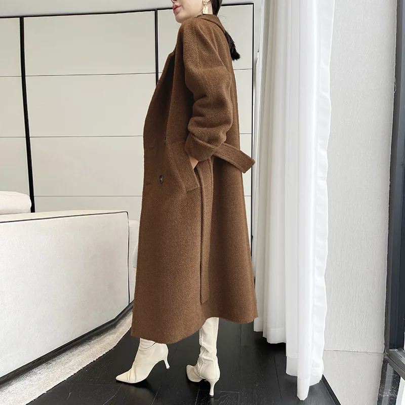 M Peruvian Camel Fleece Coat Women's Albaca Camel Hair New Thickened Woolen Coat