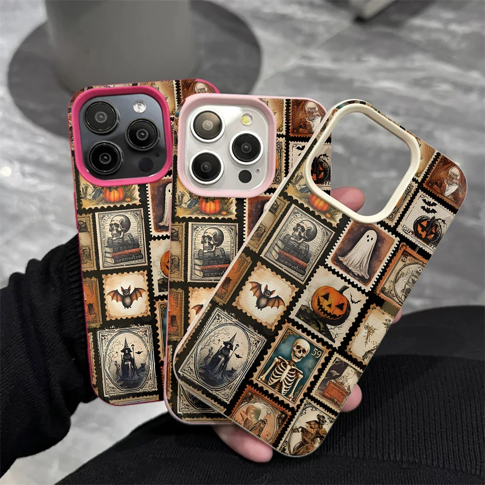 Halloween-Stempel-Handyhülle für iPhone 17 16 15 14 13 12 Pro Max 16 15 14 Plus 17 16 15 14 13 12 Pro 17Air Silikon-Matt-Cover – Detail 4