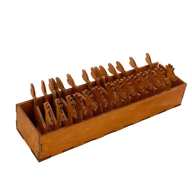 خشبية الحيوان بكرة خشبية ثلاثية الأبعاد مجسمة الإبداعية خشبية الغزلان بكرة مجموعة دهان داي الحرفية تزيين زينة عيد الميلاد