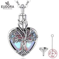 Eudora 925 Sterling Silver Tree of Life Ashes Urn Pendant Necklace Vintage Tree Moonstone Cremation Urn Memorial Jewelry Gift