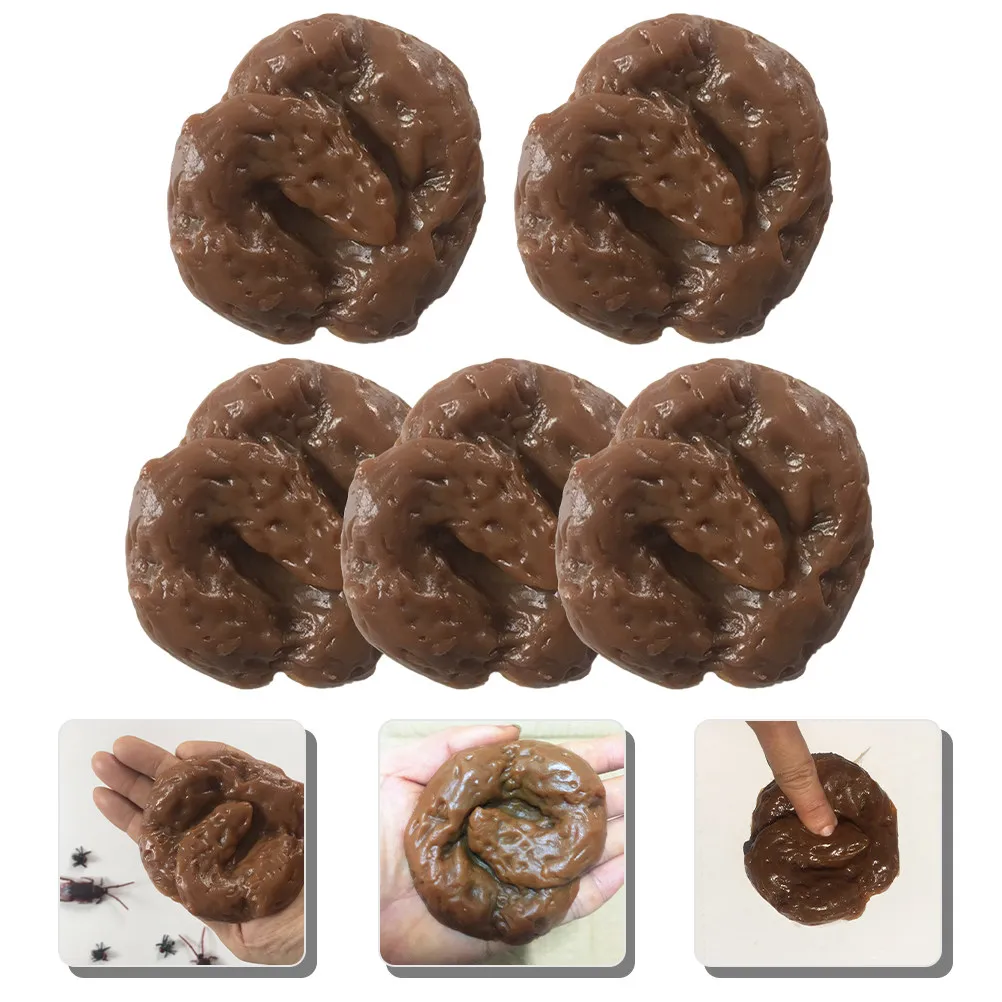 5Pcs Fake Poop Realistic Party Prank Props Halloween Fake Cow Poo Trick Decoration Prank Props Toy Funny Trick Poop