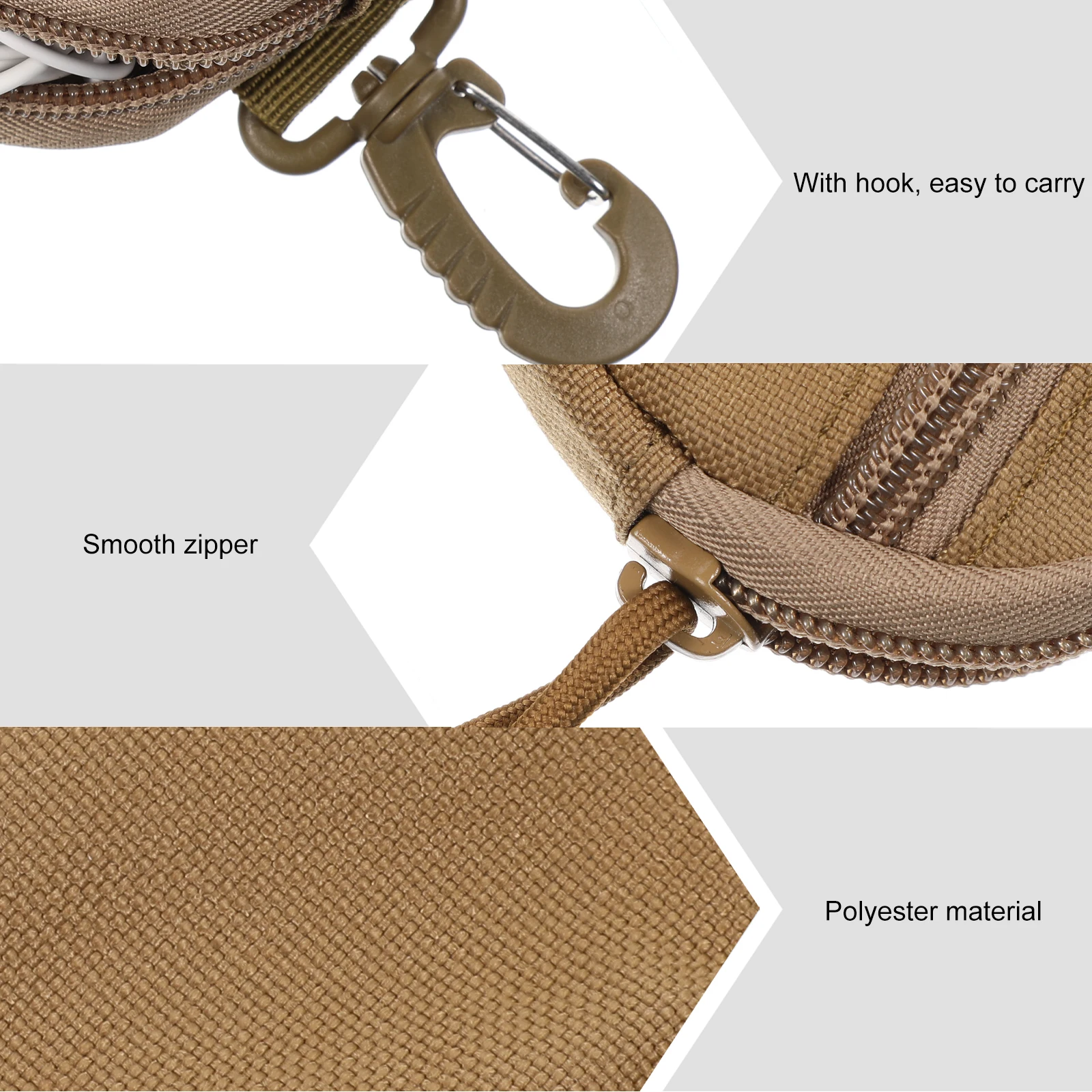 

Portable Headphone Bag Storage Pouch For Earphones Coin Change Brown Outdoor Sports Utility Pouch Hanging Belt Mountaineering