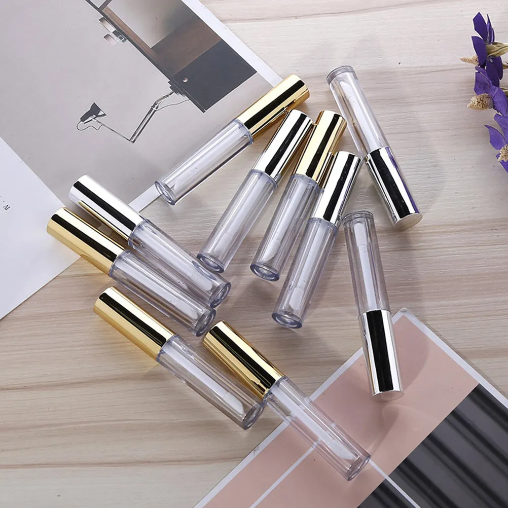 12Pcs Creative Lip Gloss Empty Tube Round Mini Portable Transparent Container for Travel Lip Gloss Storage