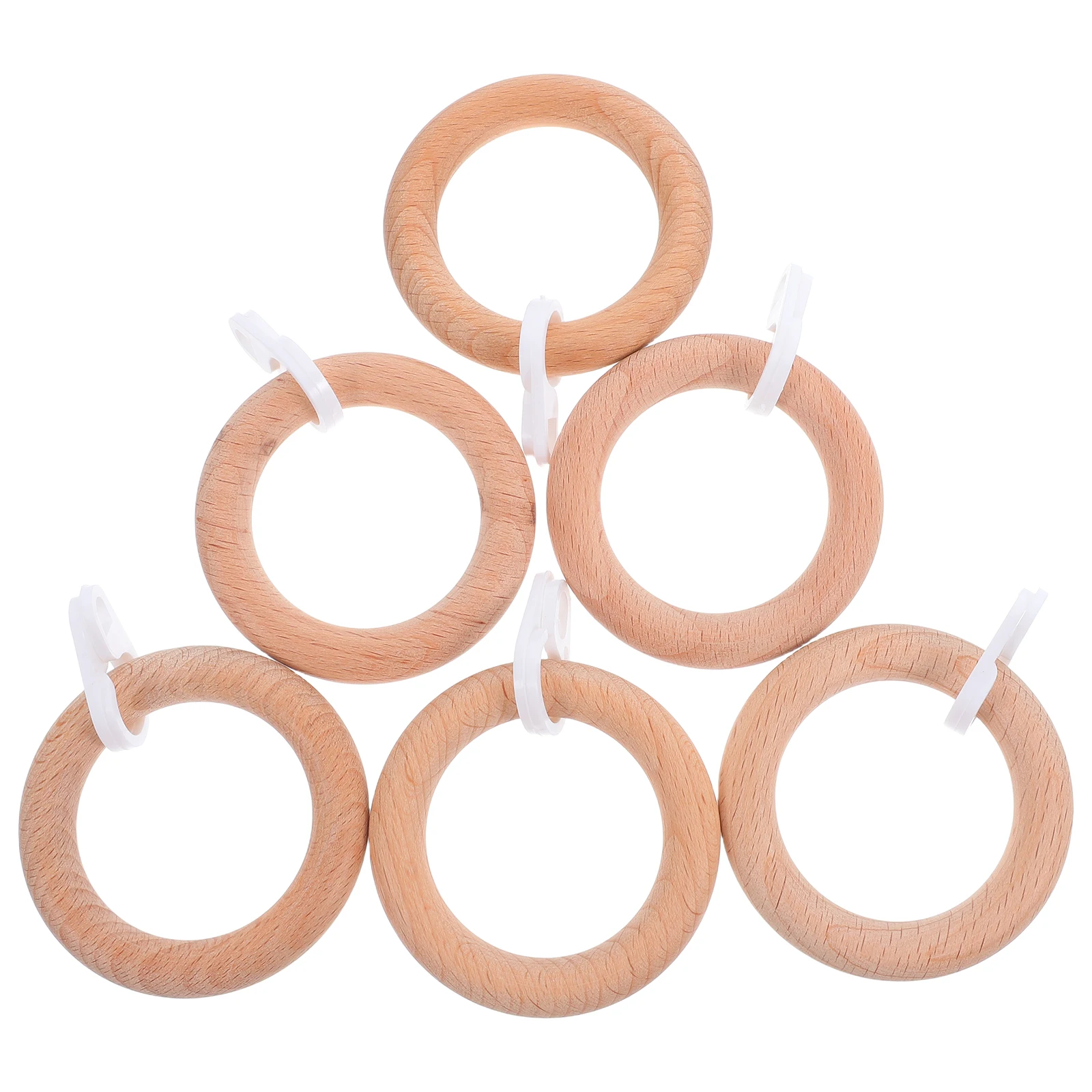 

6Pcs Wooden Curtain Rings Round Hanging Rings with Strong Load Capacity for Curtains Drapes Home Bathroom Decorative Ring