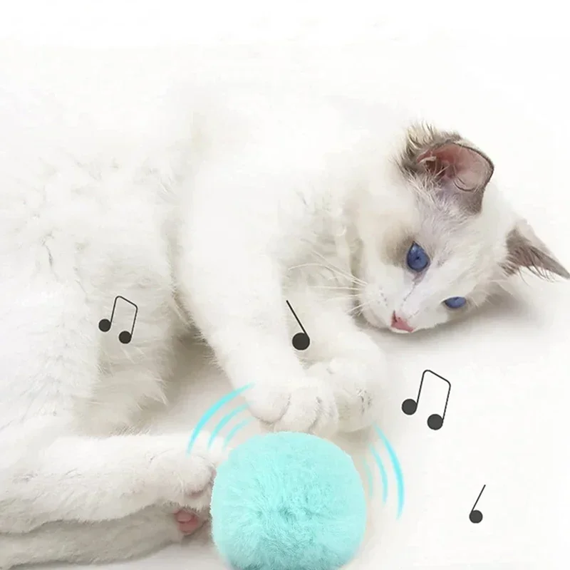 Pet Calls Ball Cat Sounds Out Loud Toy Ball Teases Cat Mint Gravity Plush Ball Bird Calls Insect Chirping view 4