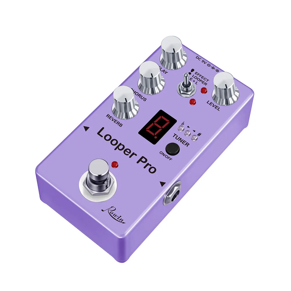 

Педаль для цифровых эффектов ROWIN Looper Pro, 40 сек, циклическая запись, реверберация, задержка хора и тюнер, компактный размер для путешествий