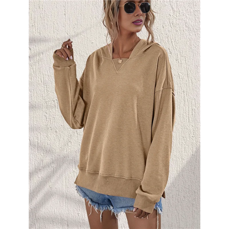 ABRT-femmes à manches longues pull sweat coupe ample entraînement t-shirt sortir décontracté à capuche Blouse haut