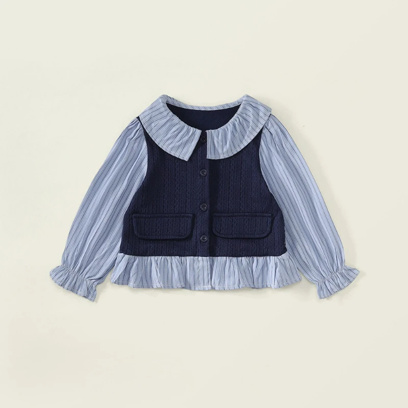 مجموعة جديدة للربيع والخريف للفتيات لعام 2025 قميص بأكمام طويلة على طراز الحرم الجامعي الكوري للأطفال ملابس أطفال على شكل جرس #1