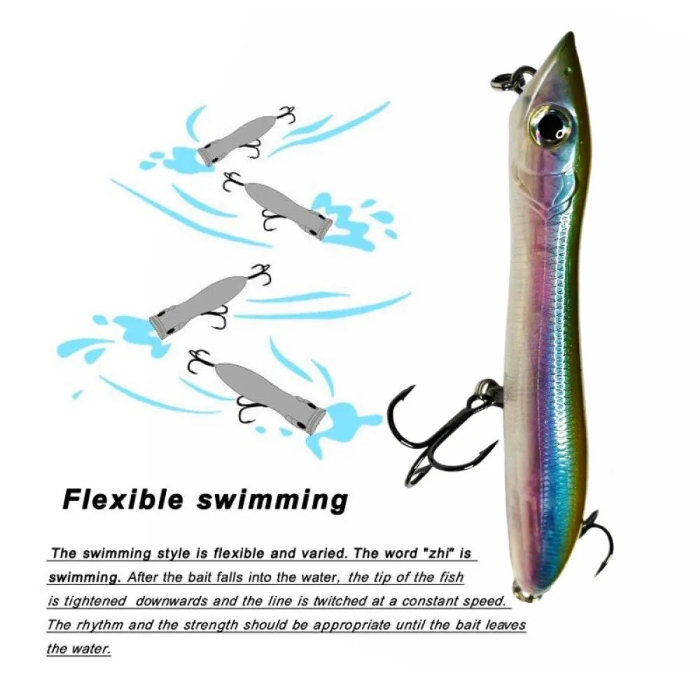 100/140mm 9,5/26g Schwimmende Popper-Angelköder Oberflächenköder Künstliche Hartköder für Seebarsch Oberflächenköder Patchinko 100 – Detail 5