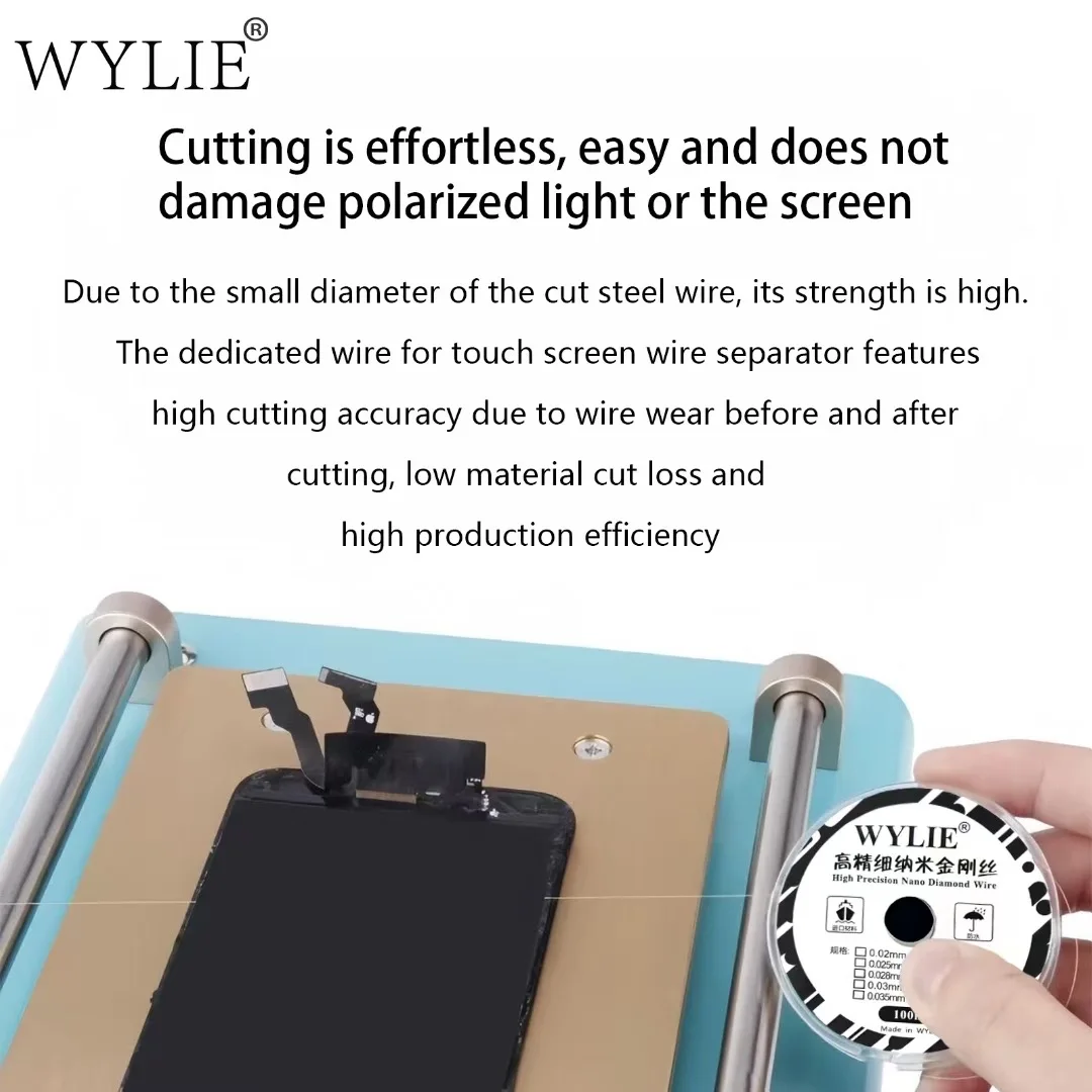 WEILI Diamond Wire Mobile Phone Curved Screen LCD Screen Separation Cutting Ultra-fine Nano High Hardness Diamond Wire 0.02