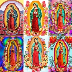 DIY 5D diament zestawy do malowania dla Virgin Mary naszej pani z haft ze strasem okrągłe diamentowe z pełnym wiertłem Guadalupe