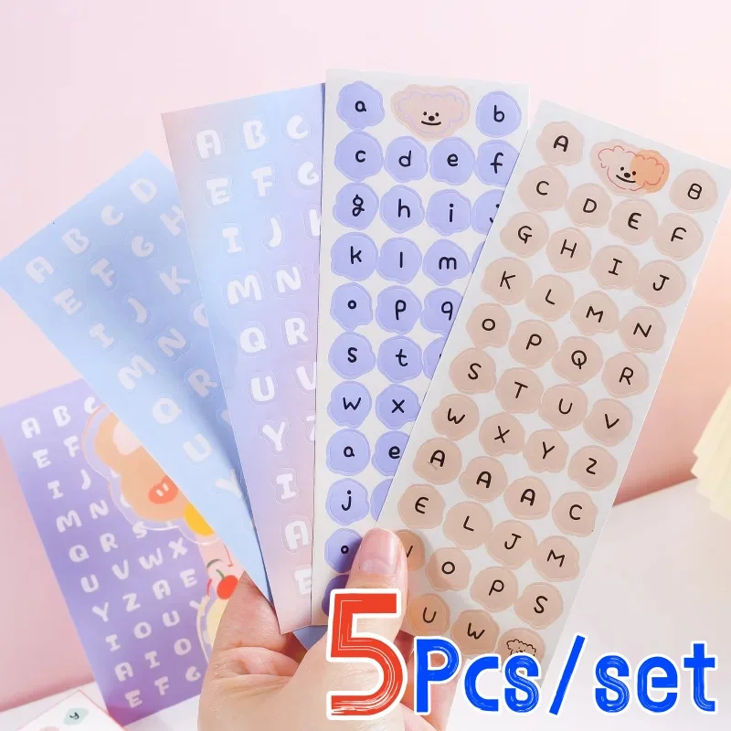 5Pcs Ins Style Cream Font Alphabet Sticker Letter Planner Notebook Journal Sticker DIY Scrapbook Decorative School Stationery